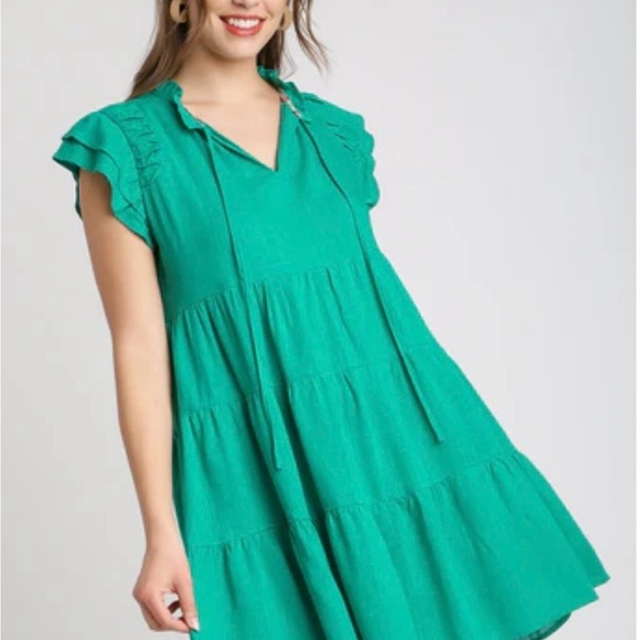 Umgee Dresses & Skirts - Umgee Teal Mini tiered bohemian dress size  XL